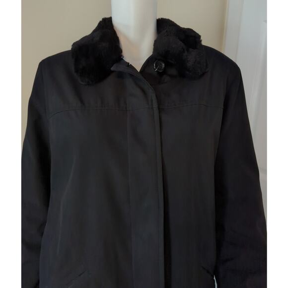 LARRY LEVINE SPORT Black Jacket with removable faux fur collar women's size M - Picture 5 of 8